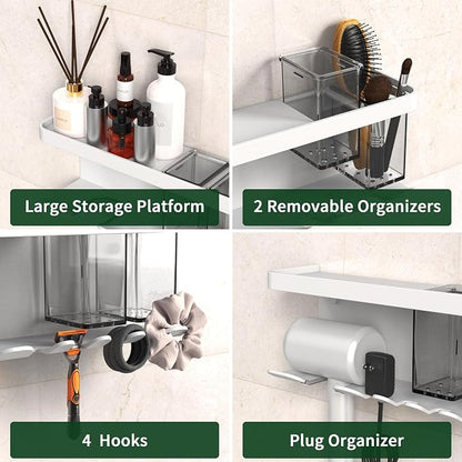 Hair Dryer Holder Wall Mounted Adhesive/Drilling, Hair Dryer Storage Organizer - Image 3