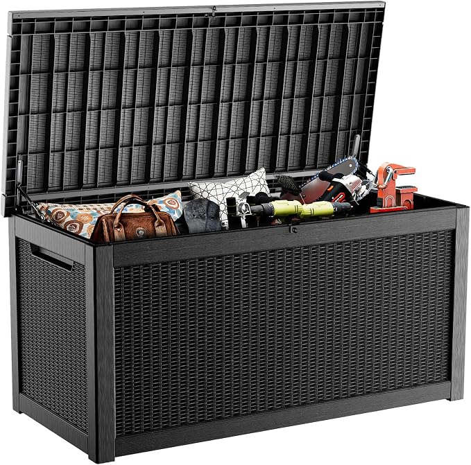 320 Gallon Large Resin Deck Box, Lockable Outdoor Storage Box by OutdoorLivingPerfected