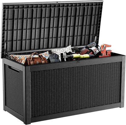 320 Gallon Large Resin Deck Box, Lockable Outdoor Storage Box by OutdoorLivingPerfected