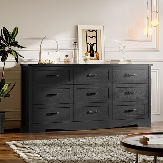 9-Drawer Dresser for Bedroom, Modern Wooden Chest of Drawers by BORNOON