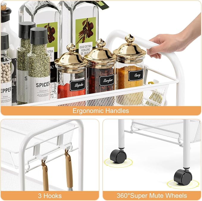 TOOLF 4-Tier Rolling Cart, Metal Utility Cart - Image 5