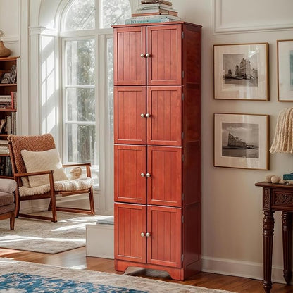 72" Tall Farmhouse Storage Cabinet, 4 Tier Kitchen Pantry Cabinet by Unknown