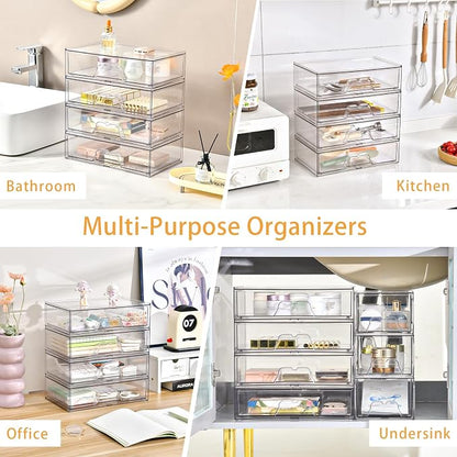 2 Pack Stackable Makeup Organizer, 12.1''L Acrylic Bathroom Organizer and - Image 8