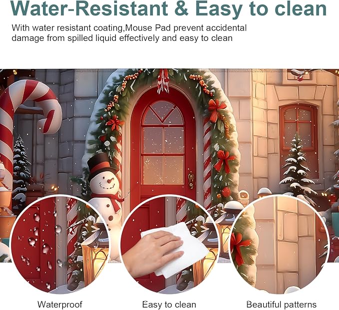 Christmas Scene Gaming Mouse Pad 31.5"x11.8"Desk Mat Anti-Slip Rubber Base & - Image 4