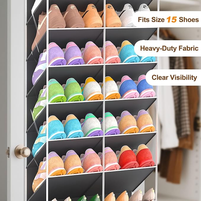 30 Pairs Over the Door Shoe Organizer, 10-Tier Door Shoes Rack Storage Fit All - Image 5