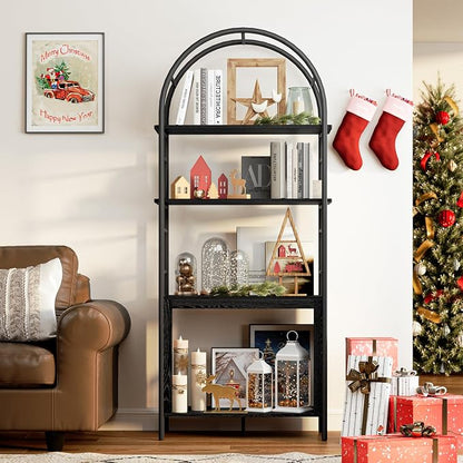 BREEZEHEAT 4-Tier Arched Bookshelf, Floor Standing Open Display Storage Shelf by BREEZEHEAT