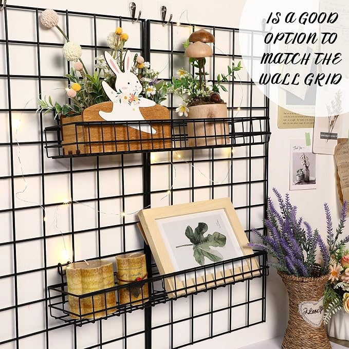 Blulu 4 Pcs 15.75 x 3.94 x 1.97 Inch Metal Grid Wall Baskets - Image 4