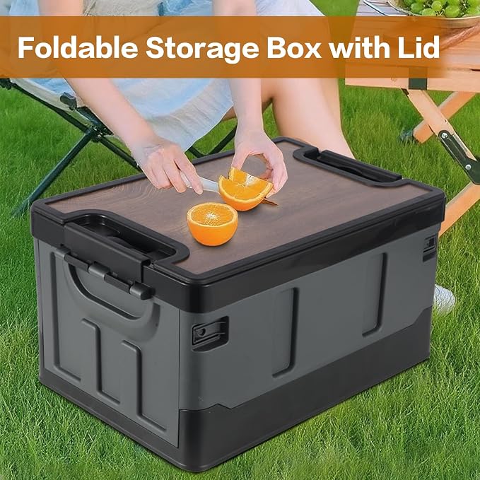 Collapsible Storage Bins with Lids, Portable Foldable Box with 2 Side Doors - Image 4