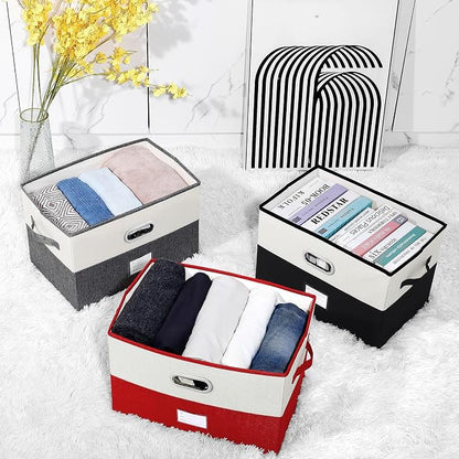Large Linen Fabric Foldable Storage Bins - Image 2