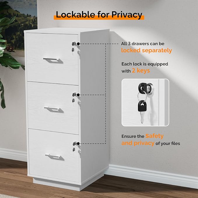 VINGLI 3 Drawer File Cabinet - Image 5