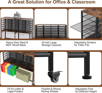 EasyPAG Rolling File Cart with 24 Slot Mail Organizer, Under Desk Storage with - Image 4