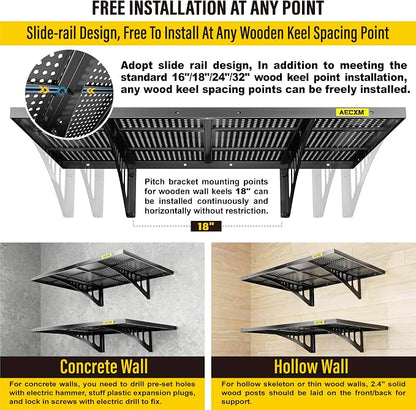 2-Pack 2x3ft Adjustable Garage Wall Shelving 560lbs Load Capacity Heavy Duty - Image 7