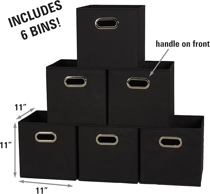 Household Essentials Foldable Fabric Storage Cubes 6-Pack – 11x11x11 Stackable - Image 2