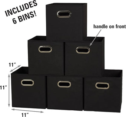 Household Essentials Foldable Fabric Storage Cubes 6-Pack – 11x11x11 Stackable - Image 2