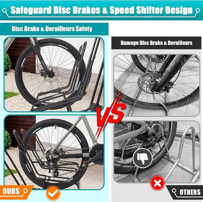 Kinghouse Floor Bike Rack for 3 Bikes, Bike Stand, Protects Disc Brake & - Image 3