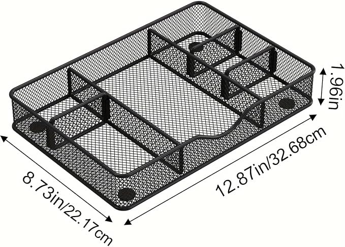Desk Drawer Organizer Tray, Metal Mesh Drawer Organizers Office, 6 Adjustable - Image 4