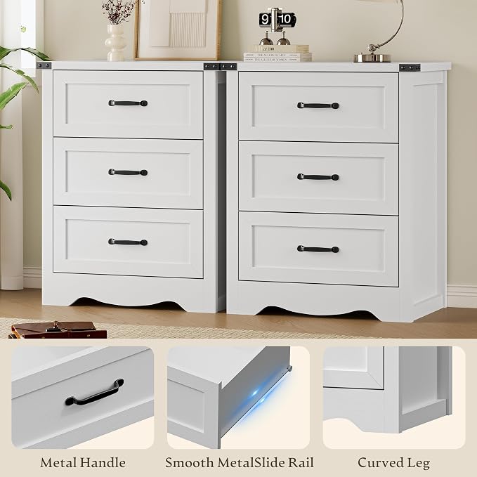 3-Drawer Dresser for Bedroom, Small Wooden Chest of Drawers - Image 5