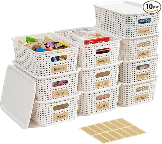 10 Pack Plastic Storage Bins by Unknown