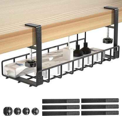 Under Desk Cable Management Tray, Xpatee Upgraded Wire Management No Drill No by Xpatee