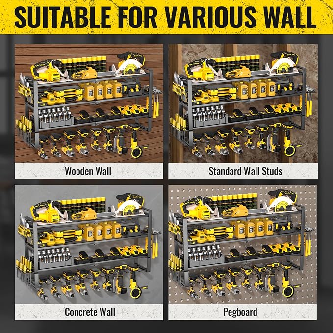 Large Power Tool Organizer Wall Mount, Heavy Duty Metal Tool Storage Rack Loads - Image 3
