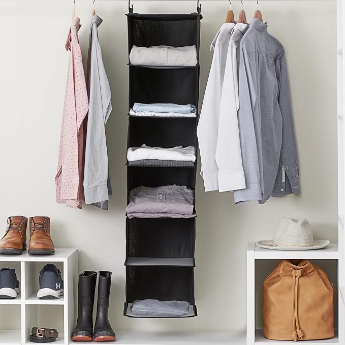 Household Essentials Black 6 Shelf Hanging Closet Organizer Shelf - Image 2