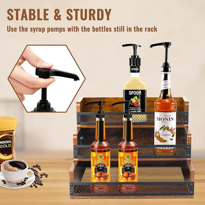 Liquor Bottle Display Shelf, Coffee Syrup Rack Organizer, 2 Pack 3 Step - Image 4