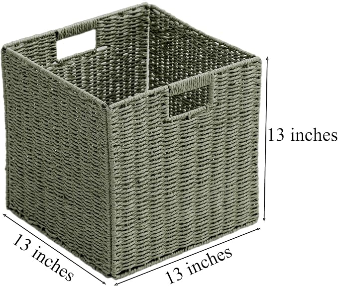 Handwoven Paper Woven Cube Basket Organizer - Image 2