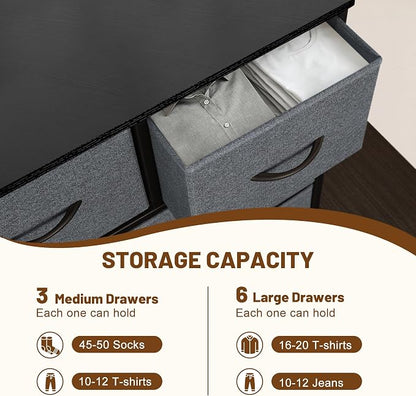 Dresser for Bedroom with 9 Drawers, Chest of Drawers, Storage Drawers Organizer - Image 5