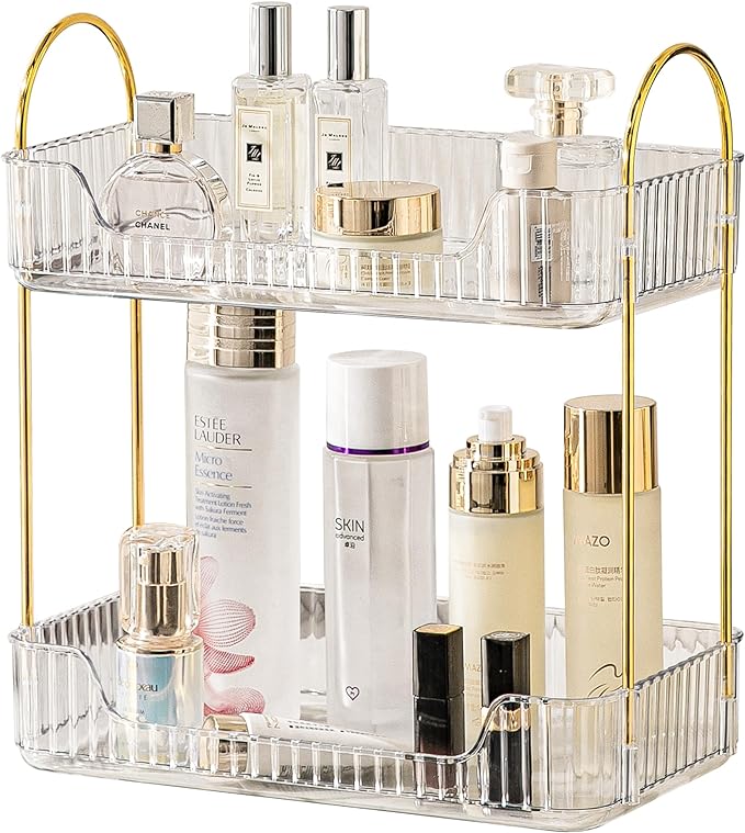 2 Tier Bathroom Organizer Countertop Makeup Perfume Tray Skincare Organizer by AKINBAS