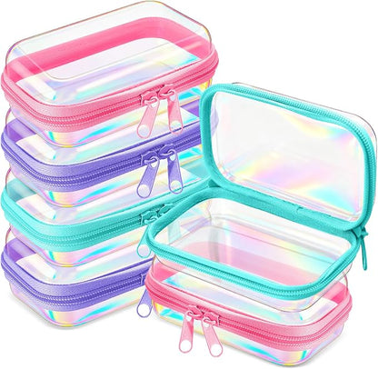 Sanwuta 6 Pcs Clear Hard Zipper Case Hard Plastic Zipper Pouches Transparent by Sanwuta