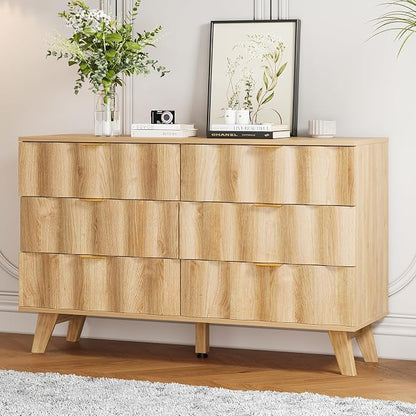 6 Drawer Dresser, Modern Fluted Storage Dresser - Image 4