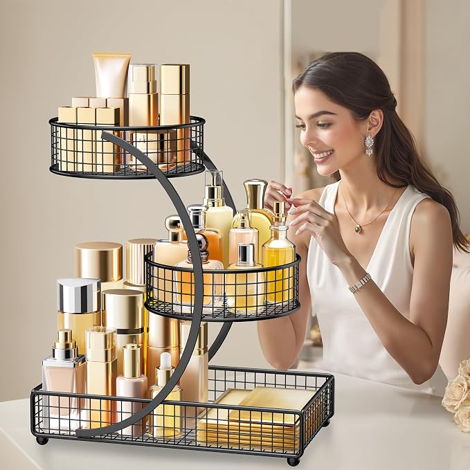 HBlife Makeup Organizer for Vanity, 3 Tier Metal Bathroom Countertop Organizers - Image 7