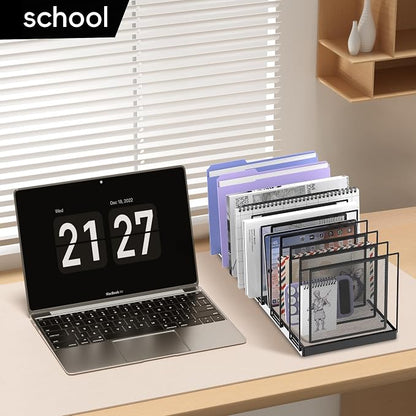 9-Section Desk File Organizer, Vertical File Holder, Mesh Desktop File Folder - Image 7