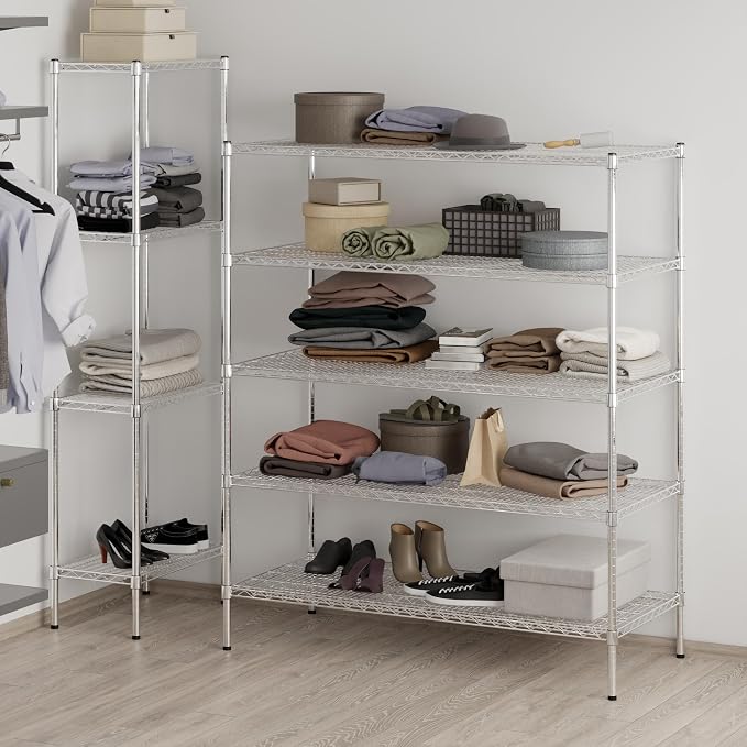 24" Deep x 54" Wide x 64" Height Wire Shelving Kit | 5-Tier | NSF Commercial - Image 7