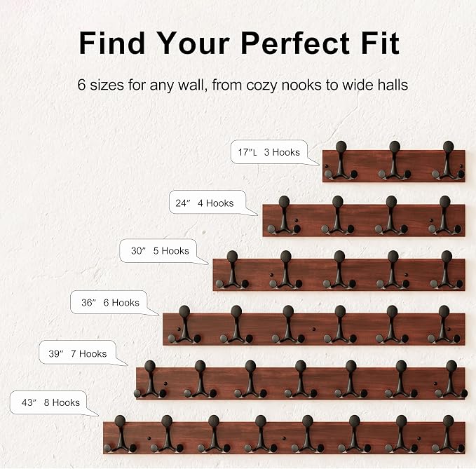 SKOLOO 24-Inch Wood Coat Rack Wall Mount - Image 7