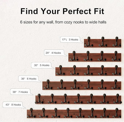SKOLOO 30-Inch Wood Coat Rack Wall Mount - Image 5