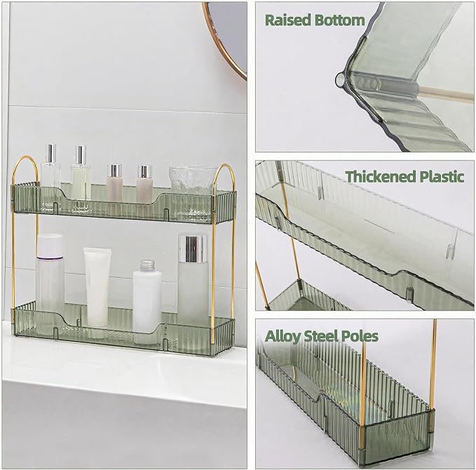 Bathroom Countertop Organizer, 2-Tier Slim Vanity Storage Rack - Image 6