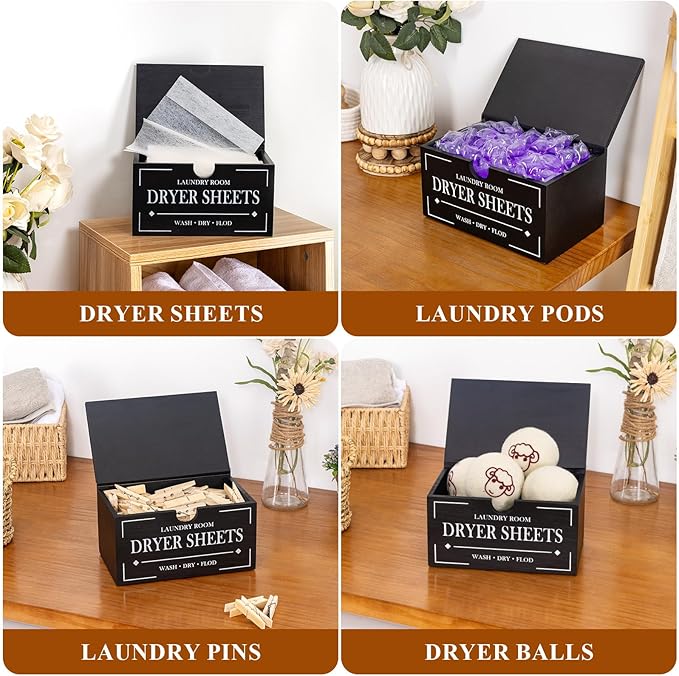 HouseJoy Dryer Sheet Holder-Black Dryer Sheet Container - Image 7