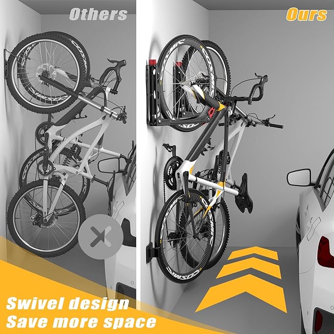 TORACK BIKEPAL No Lifting Swivel Bike Racks, Space Saving Wall Mounted Bike - Image 4