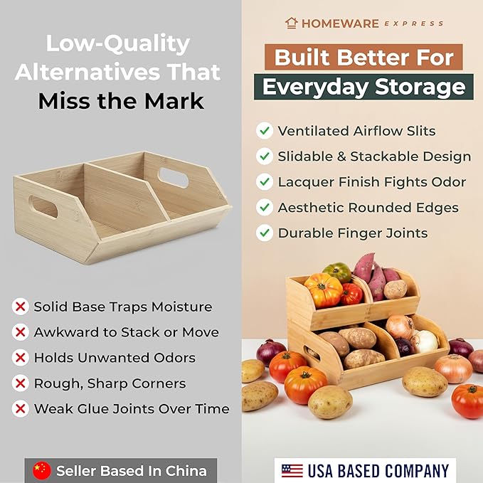 Potato and Onion Storage Bin for Pantry and Kitchen Counter - Image 6