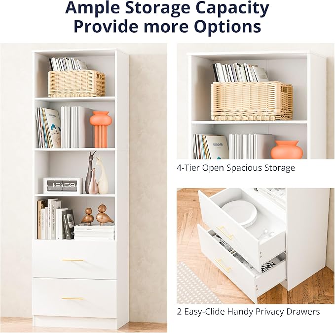 Cozy Castle 74.1'' Bookshelf, Tall Bookcase - Image 3