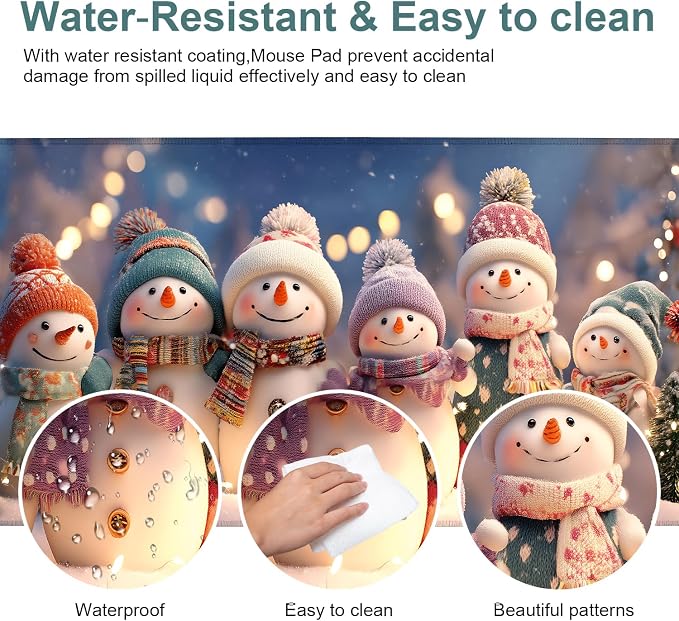 Six Snowmen Gaming Mouse Pad 31.5"x11.8"Desk Mat Anti-Slip Rubber Base & - Image 4