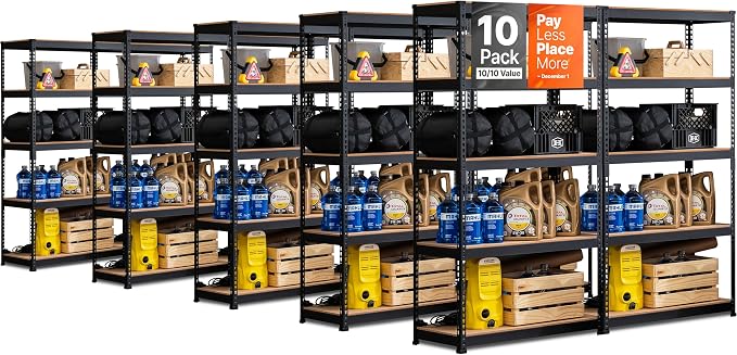 HOMEDANT 5-Tier Laminated Boltless Heavy Duty Metal Shelving Unit Adjustable by TheBestOrganizingSolution