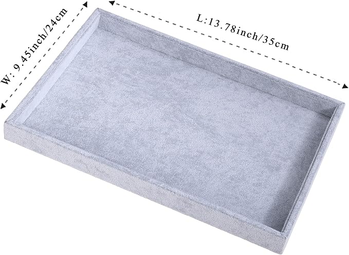 Mornajina 13.8" x 9.5" Velvet Jewelry Tray Jewelry Display Tray, Stackable - Image 2
