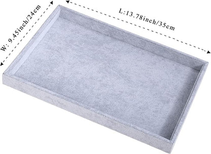 Mornajina 13.8" x 9.5" Velvet Jewelry Tray Jewelry Display Tray, Stackable - Image 2