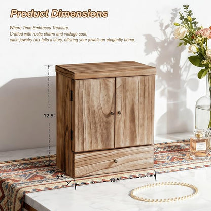Emfogo Wooden Jewelry Box for Women, 6-Tier Large Jewelry Organizer Boxes - Image 6