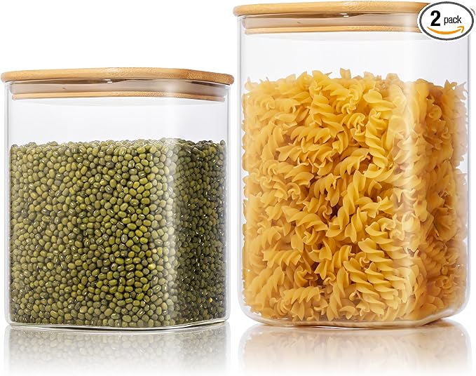 Extra Large Square Glass Flour & Sugar Storage Containers by HomArtist