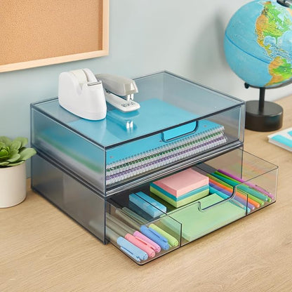STORi STAX Plastic Stackable Organizer Drawers Classic Grey | 12.5" Wide | Set - Image 4