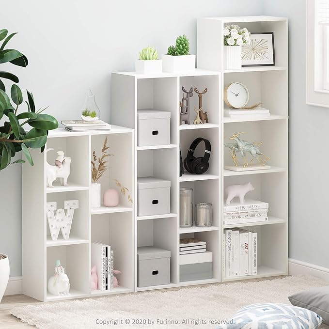 Furinno LUDER Book Shelf, 7-Cube Bookshelf, 9.4 x 19.5 x 41.7, - Image 4
