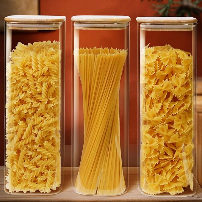 Square Glass Jars with Bamboo Lids 79 FL OZ, Glass Canisters with Airtight Lid - Image 8